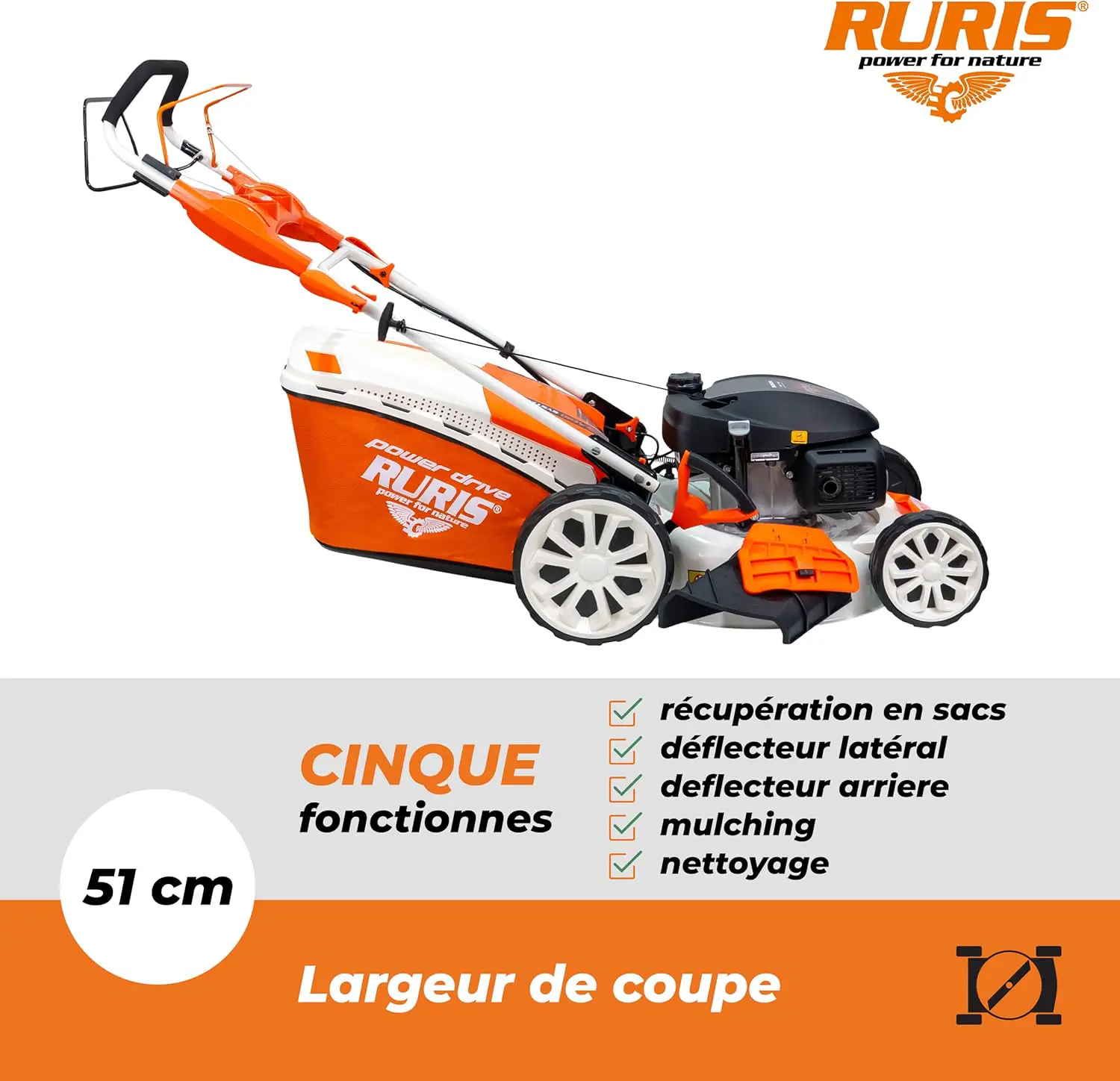Tondeuse autoportée en métal orange vue 3