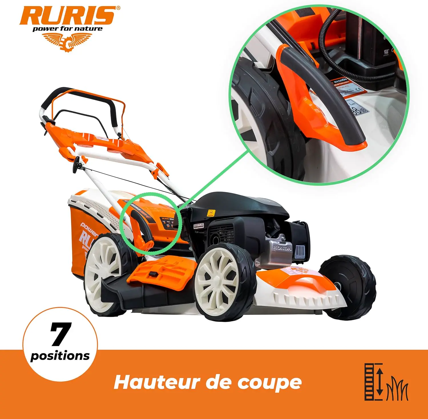 Tondeuse autoportée en métal orange vue 4