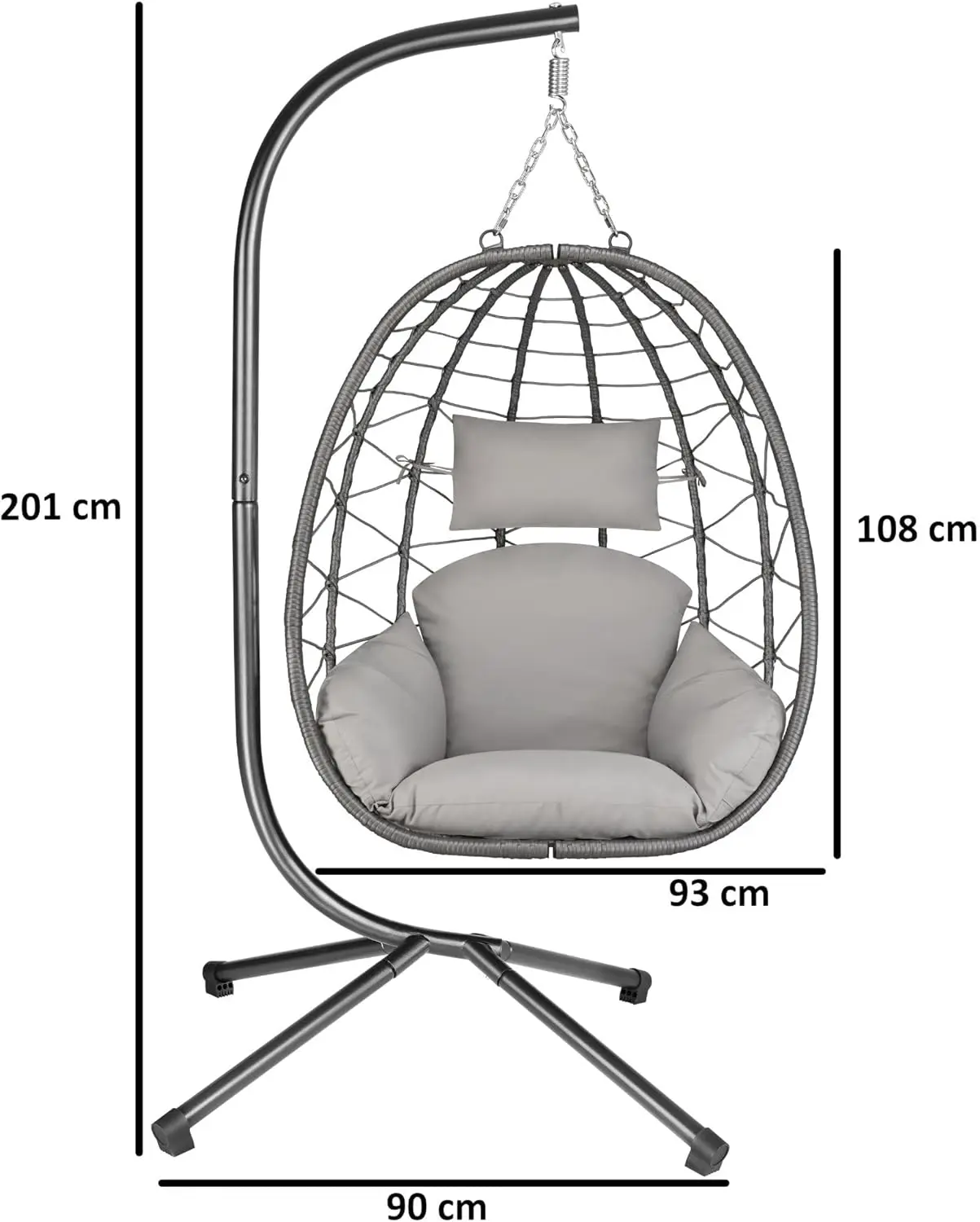 Fauteuils suspendus en métal gris vue 3