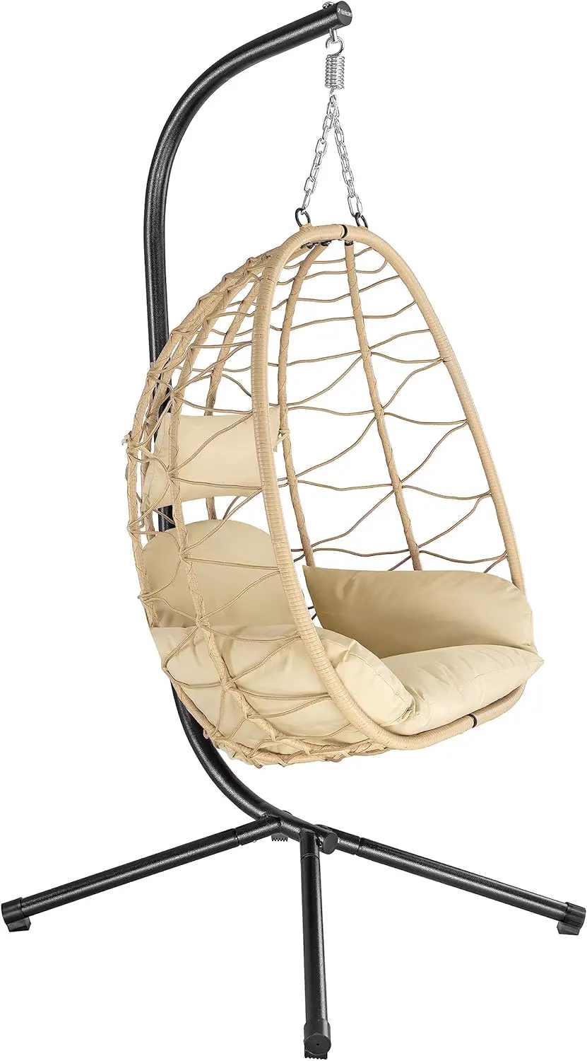 Fauteuil hamac avec châssis | Crème | Hamac Suspendu pour l’intérieur