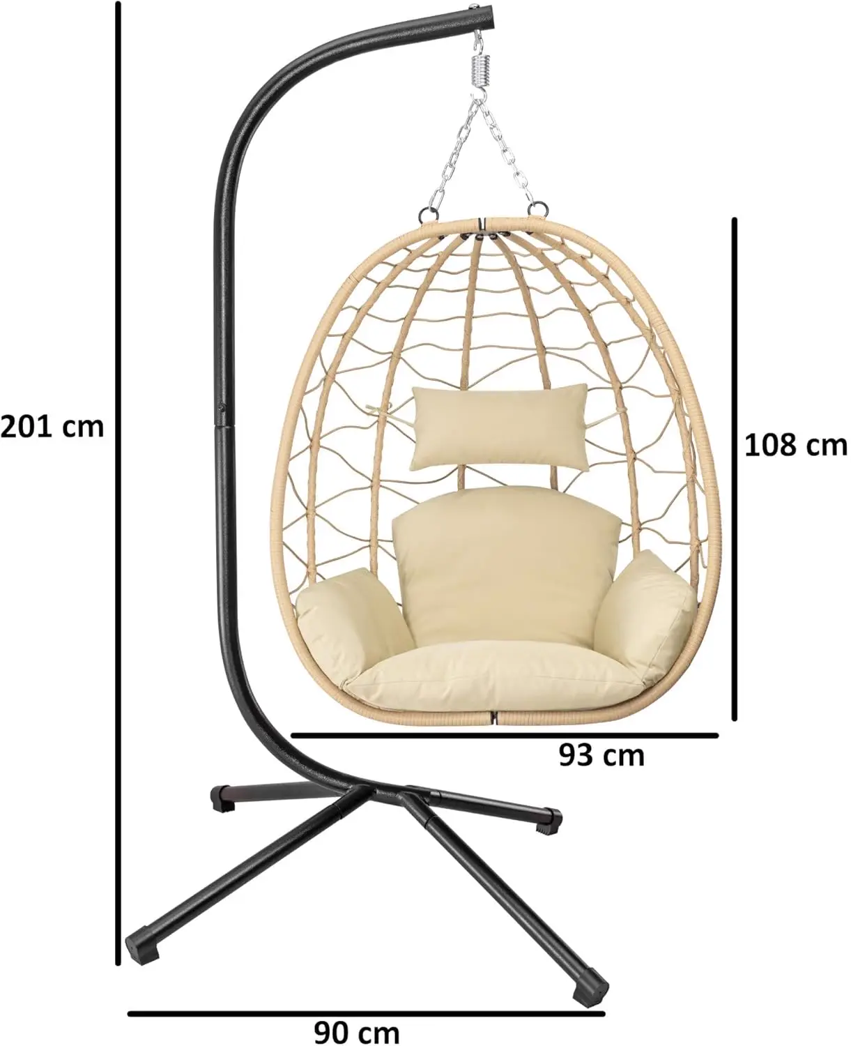 Fauteuils suspendus crème vue 3