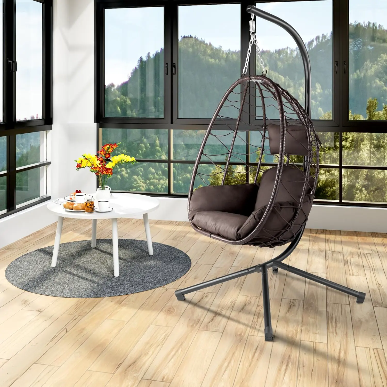 Fauteuils suspendus en métal marron vue 2