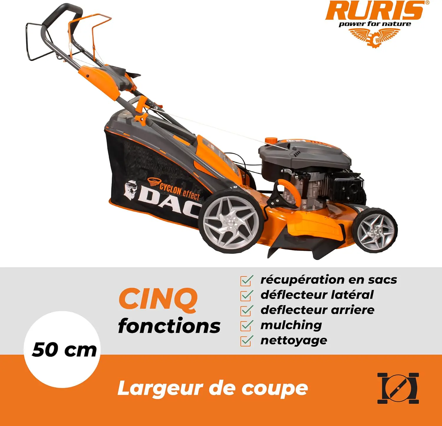 Tondeuse autoportée en métal orange vue 3