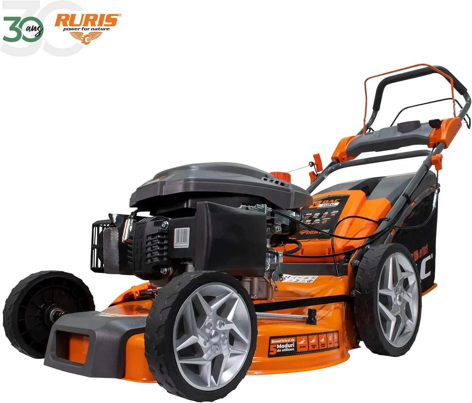 Tondeuse autoportée en métal orange vue 4