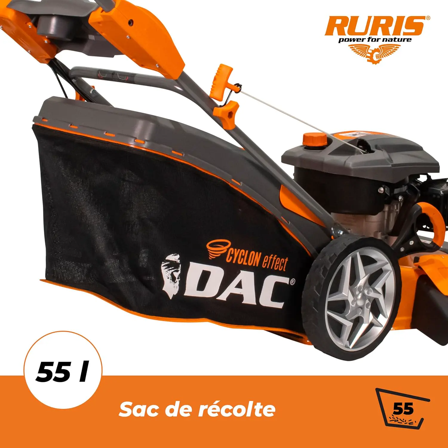 Tondeuse autoportée en métal orange vue 5