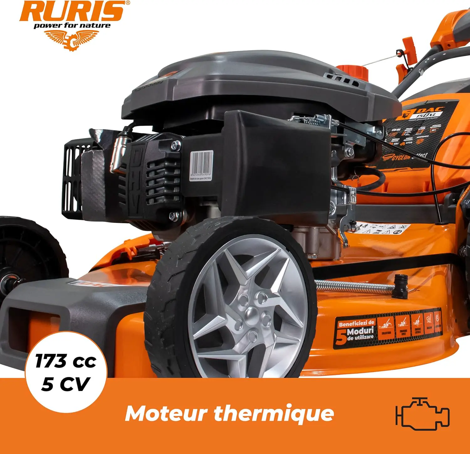 Tondeuse autoportée en métal orange vue 6