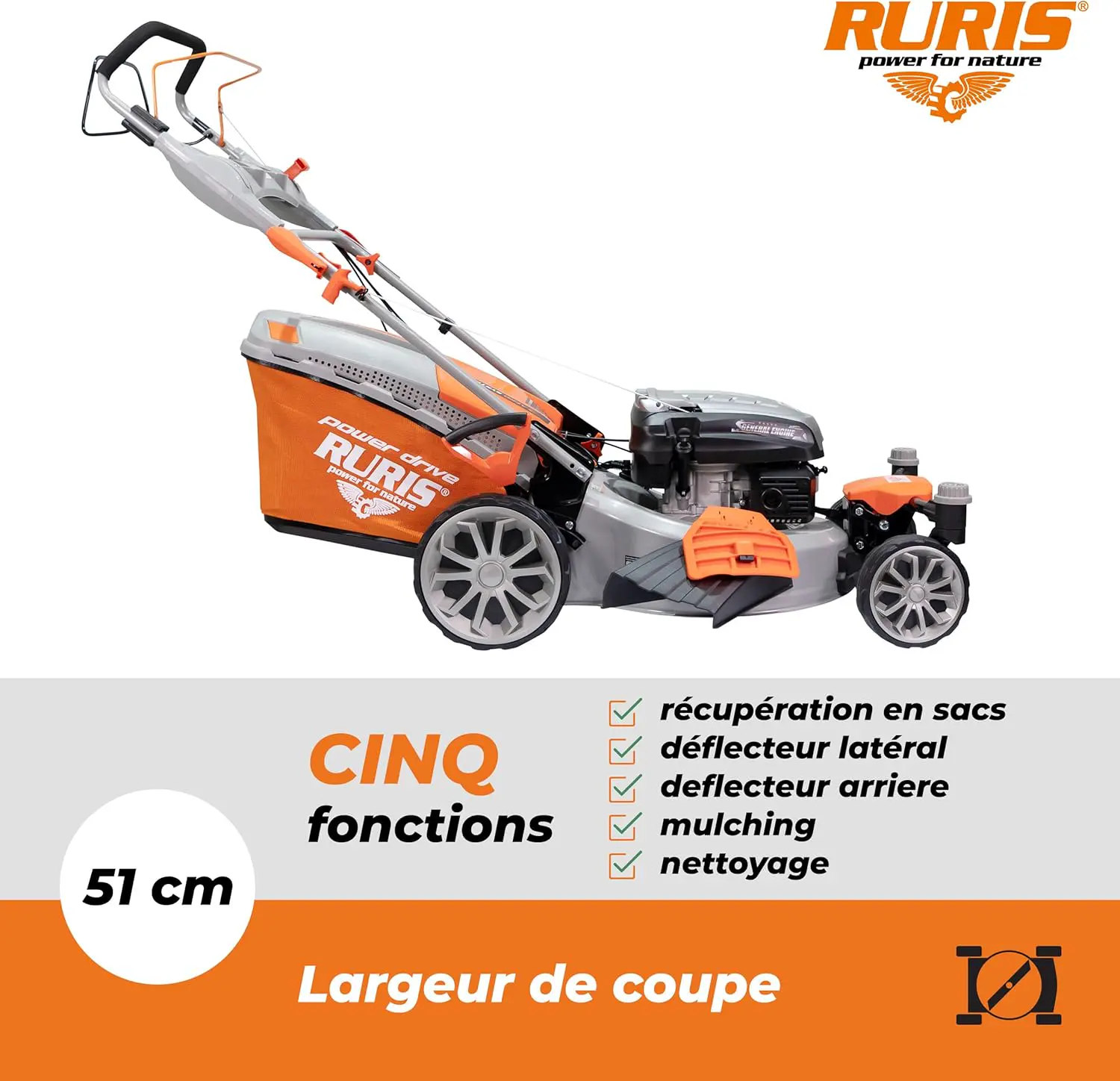 Tondeuse autoportée en métal orange vue 3