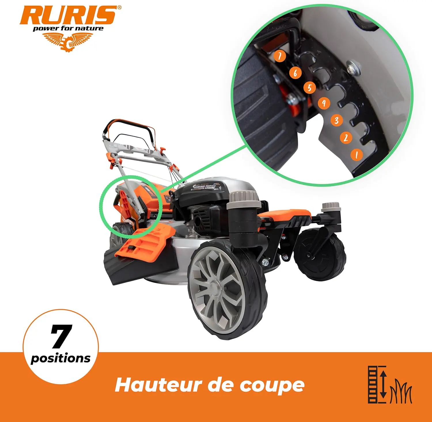 Tondeuse autoportée en métal orange vue 4