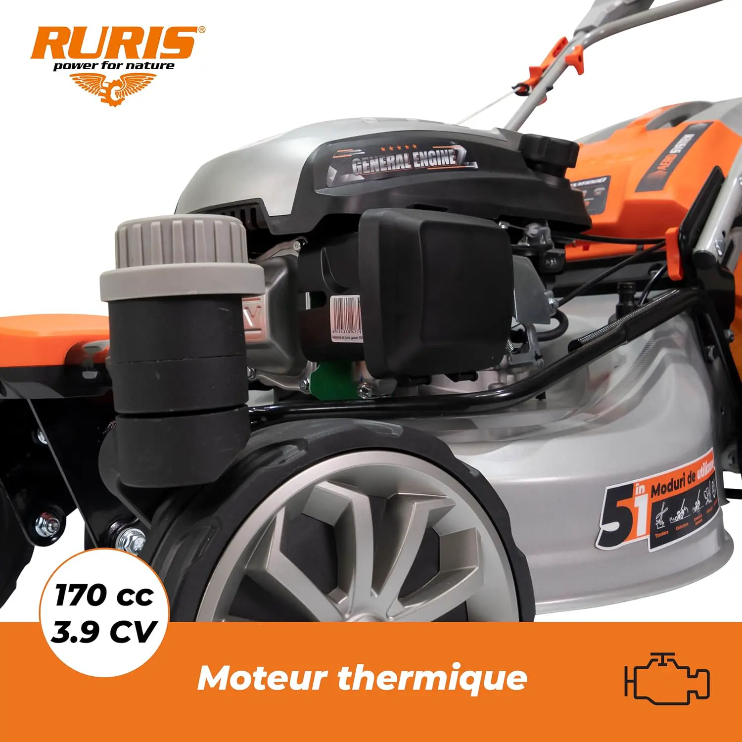 Tondeuse autoportée en métal orange vue 6