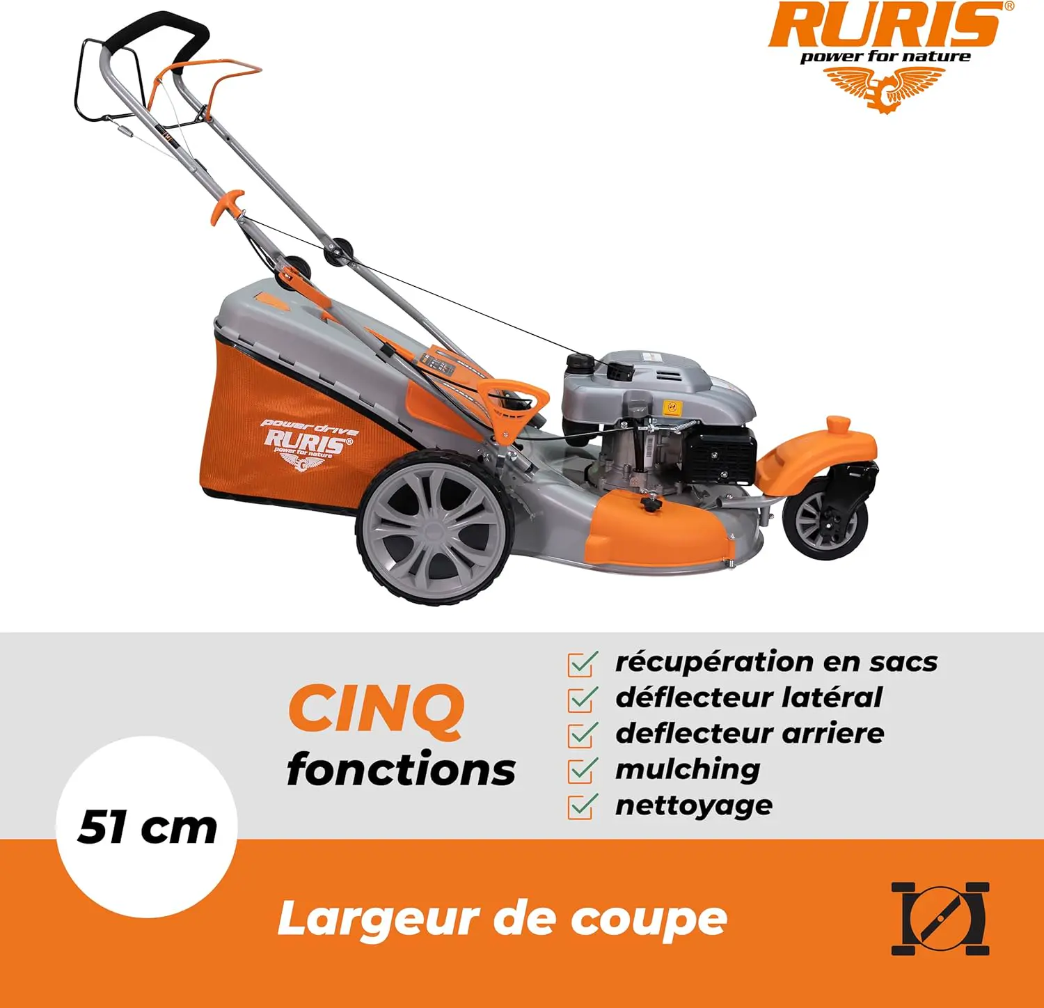 Tondeuse autoportée en métal orange vue 3