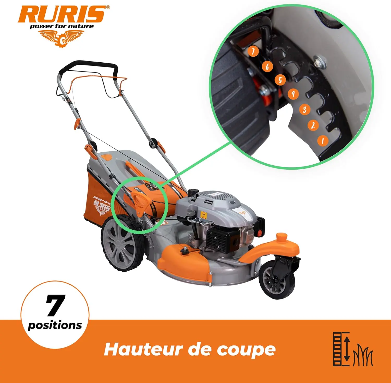 Tondeuse autoportée en métal orange vue 4