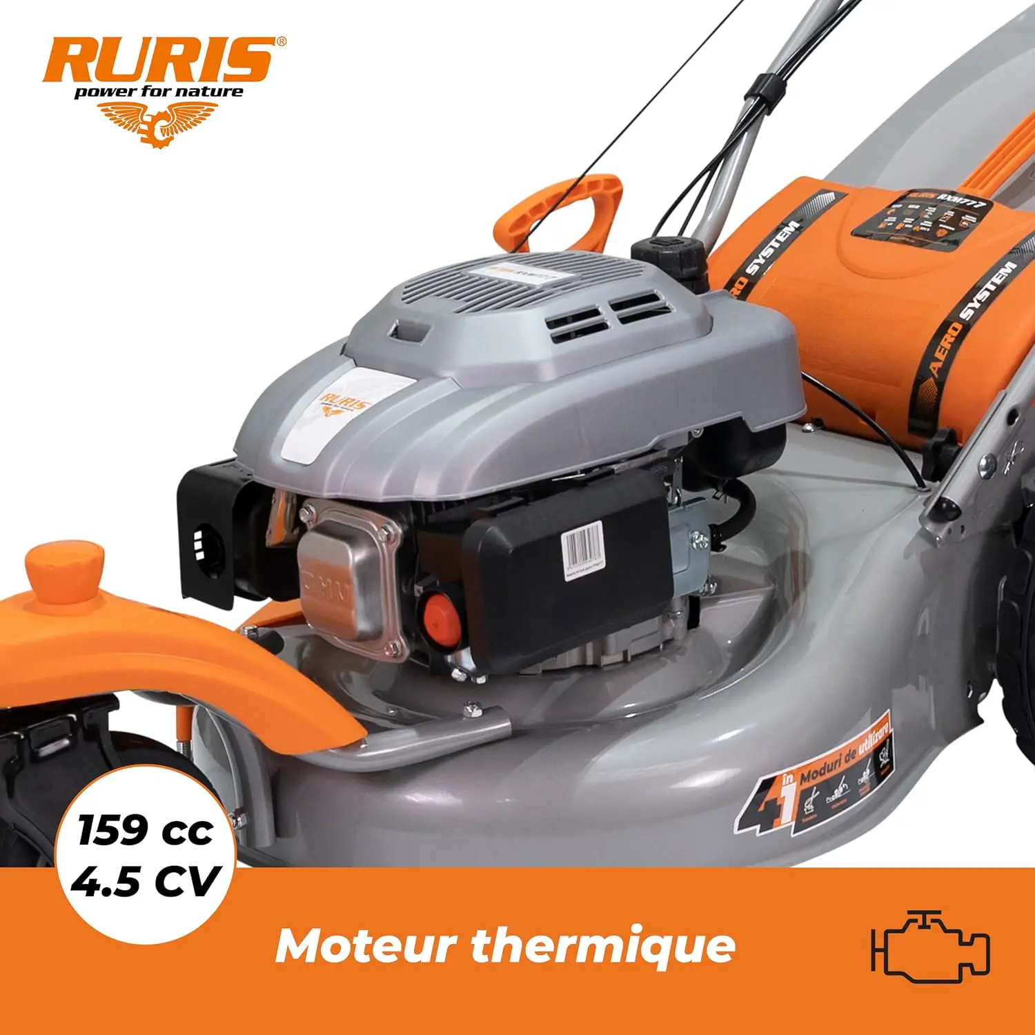 Tondeuse autoportée en métal orange vue 6