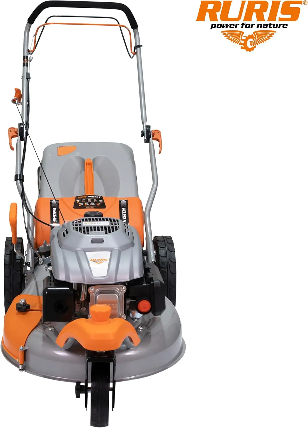 Tondeuse autoportée en métal orange vue 7