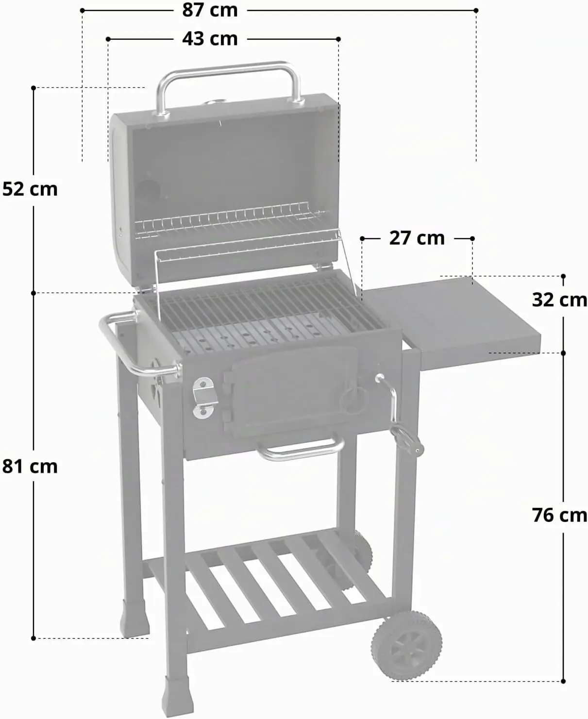 Barbecue à charbon en bois gris vue 3