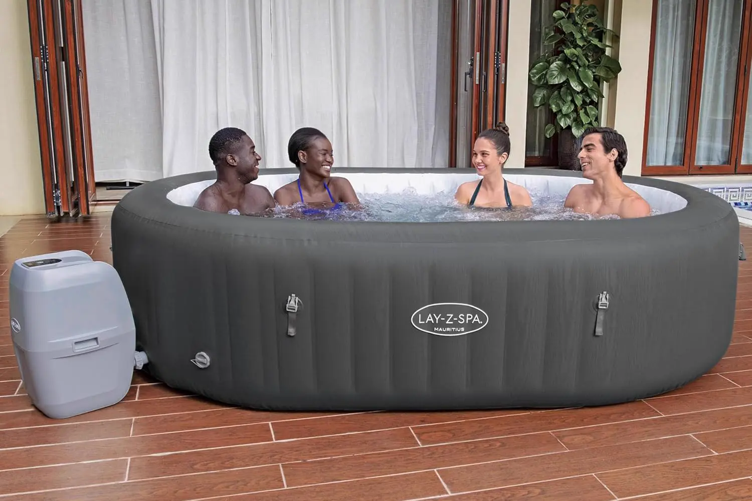 Spa gonflable 2 personnes 7 places gris vue 2