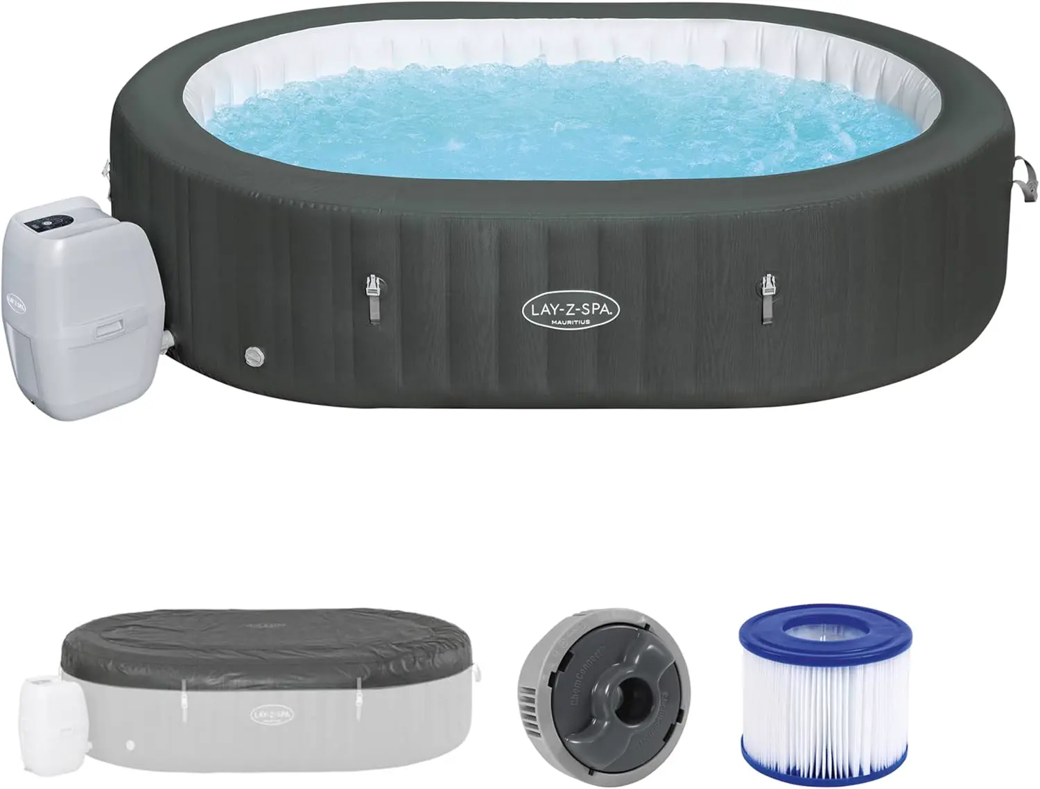 Spa gonflable 2 personnes 7 places gris vue 3