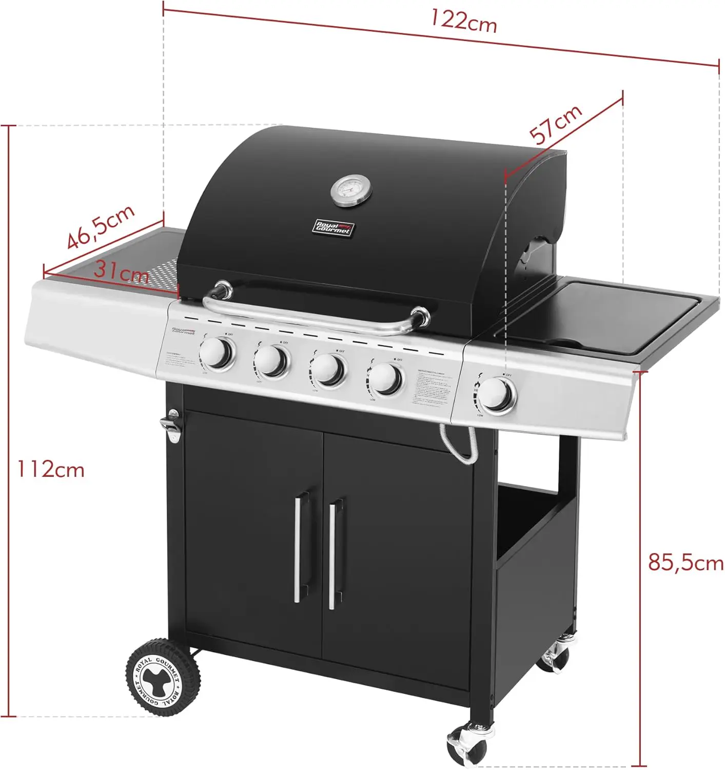 Barbecue à gaz en métal noir 60 m² vue 3