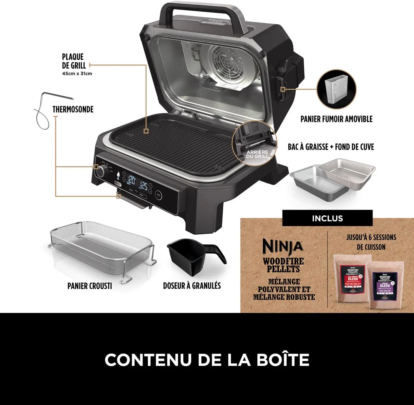 Barbecue électrique en bois gris vue 2
