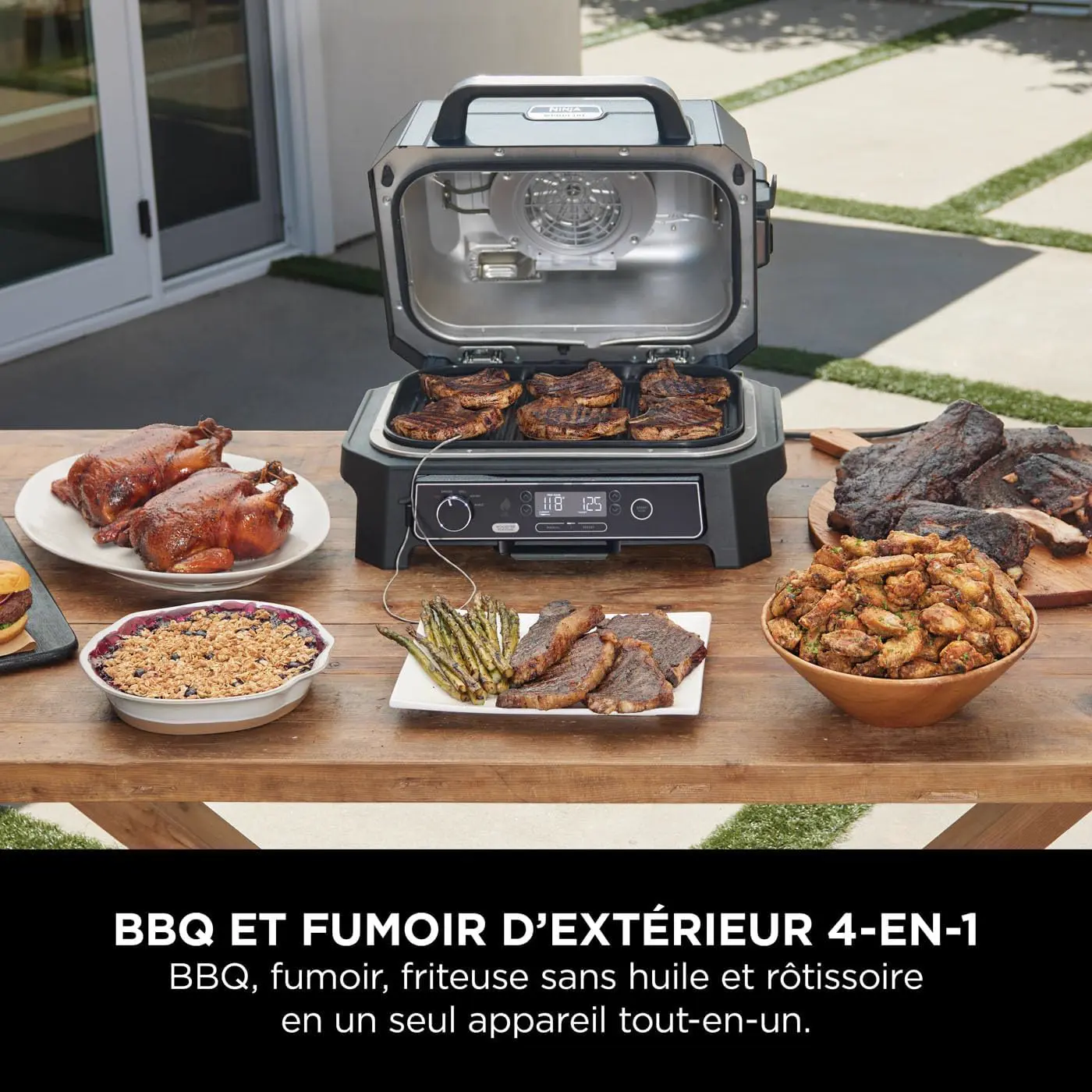Barbecue électrique en bois gris vue 3