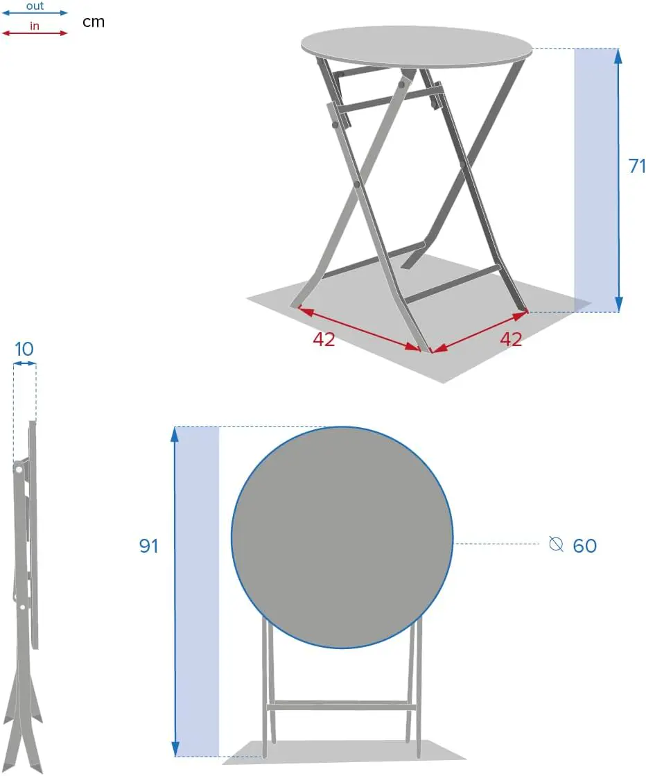 Table de jardin en métal beige vue 3