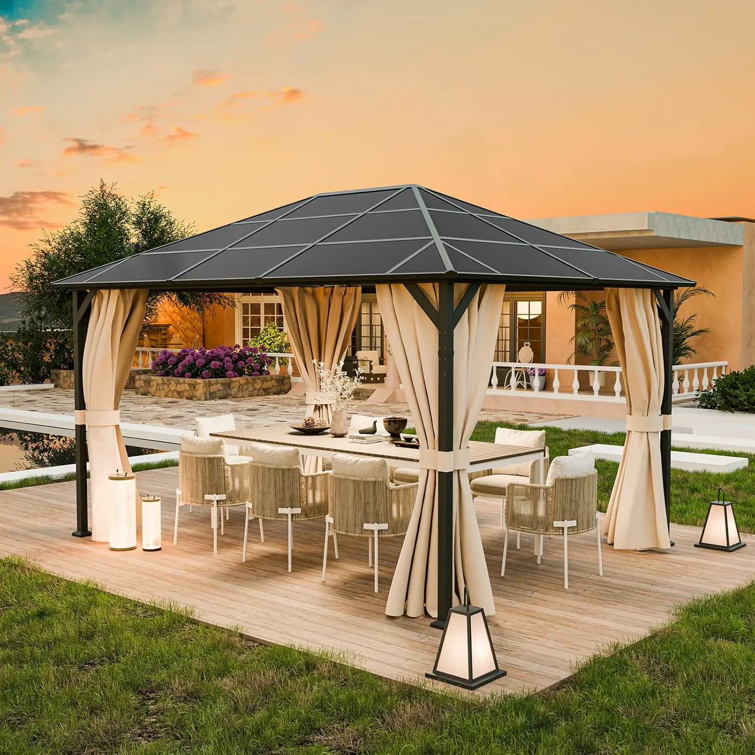 UDPATIO Tonnelle de Jardin 3x4m Imperméable