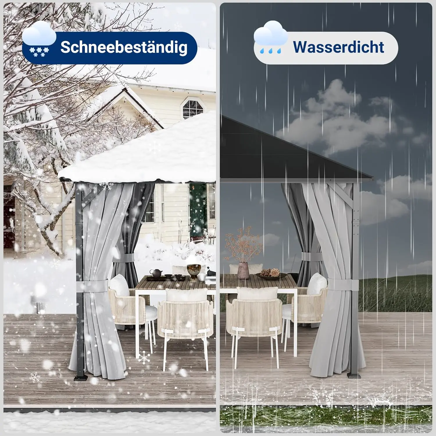 Pergola en métal gris 3x3 m vue 7