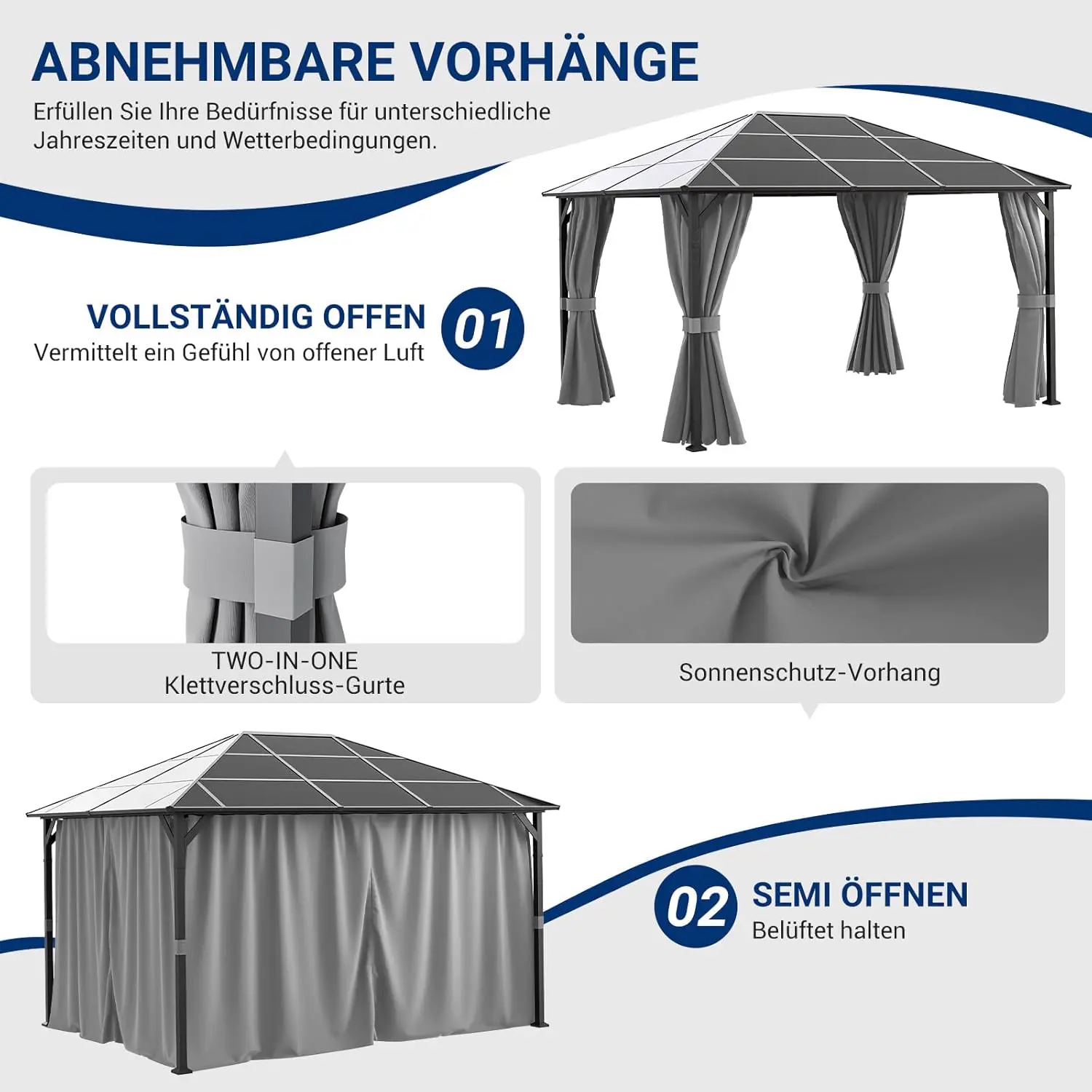 Pergola en métal gris 3x4 m vue 6
