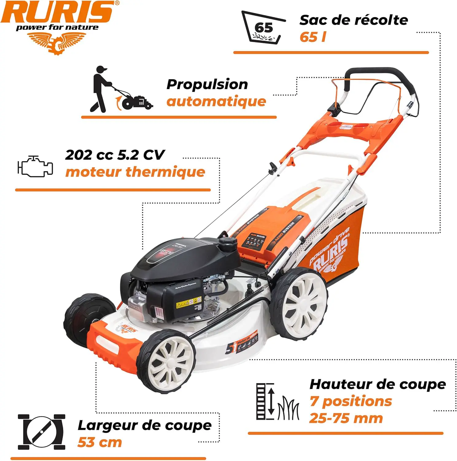 Tondeuse autoportée en métal orange vue 2