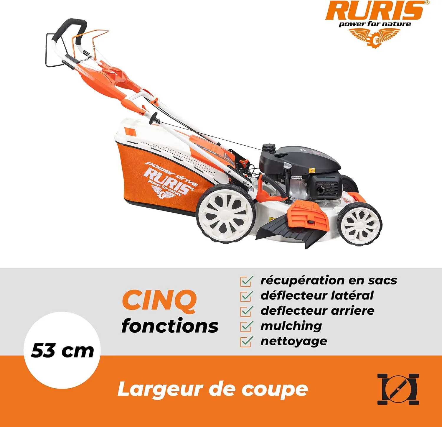 Tondeuse autoportée en métal orange vue 3