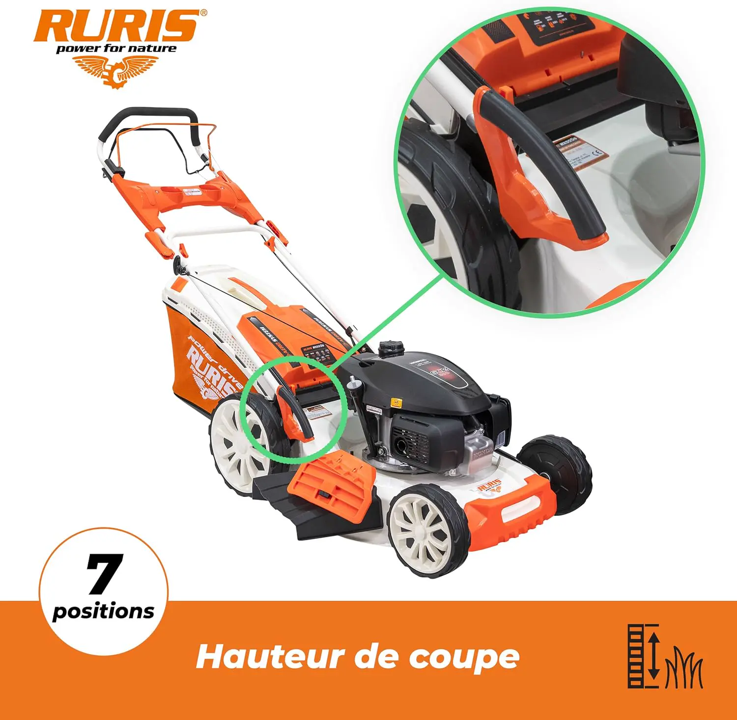 Tondeuse autoportée en métal orange vue 4
