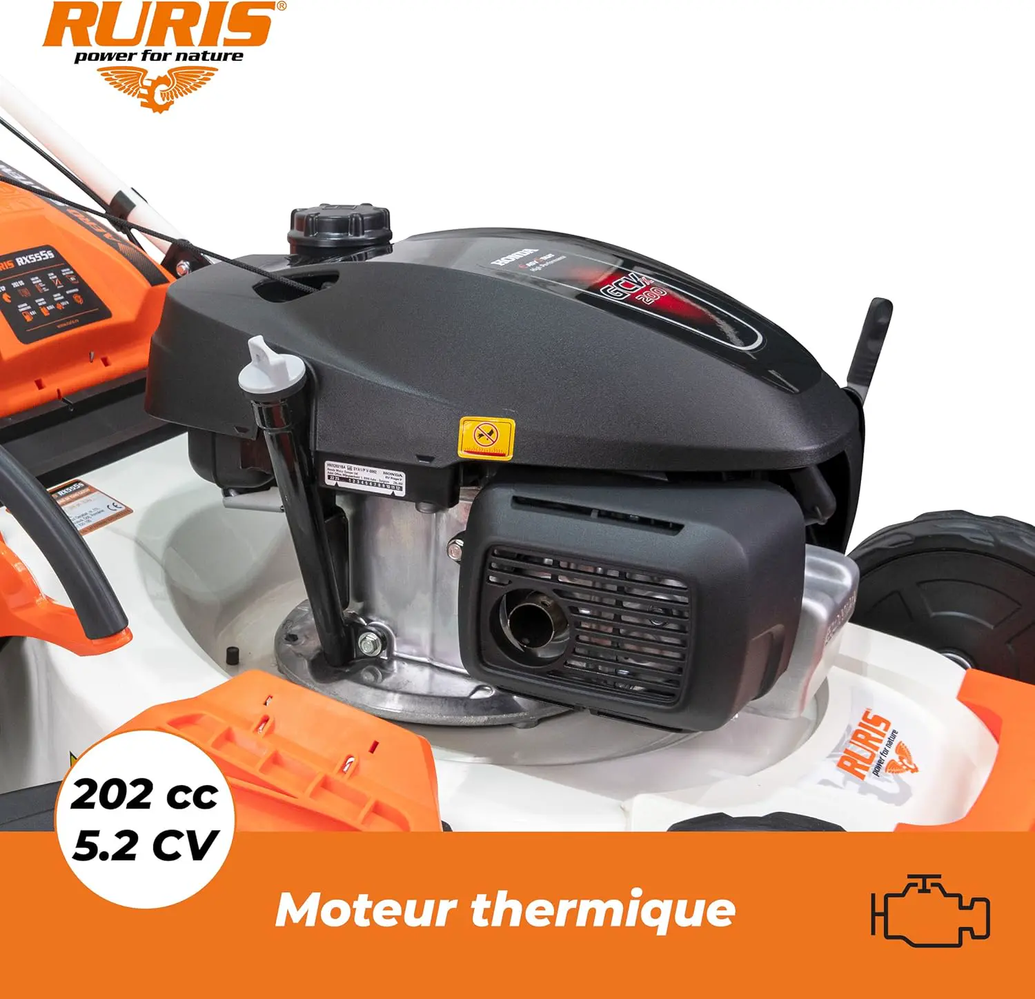 Tondeuse autoportée en métal orange vue 6