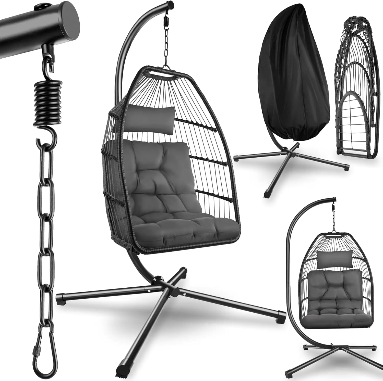 tectake® Fauteuil Oeuf Suspendu Chaise hamac Balancoire Cocooning
