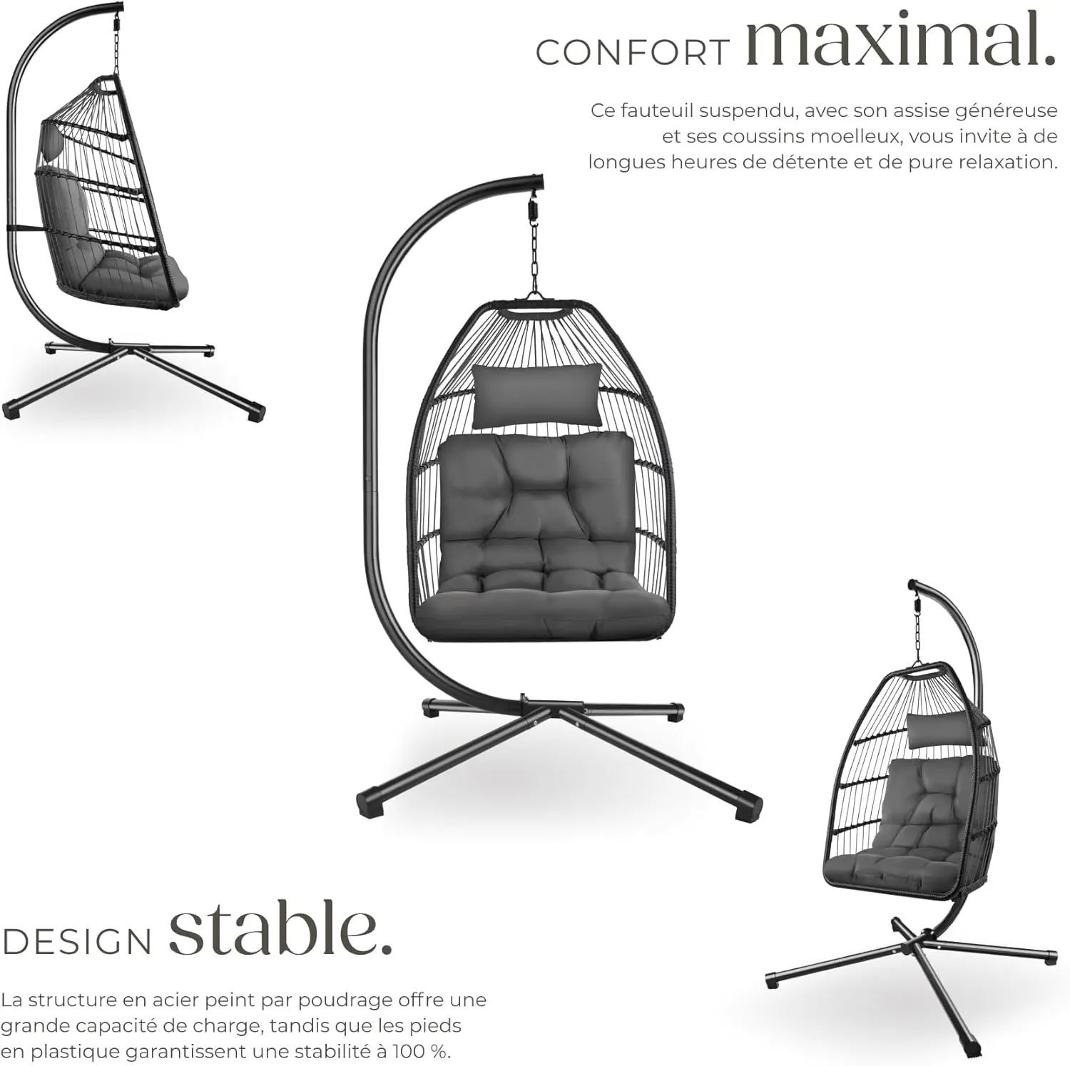 Fauteuils suspendus en rotin vue 3