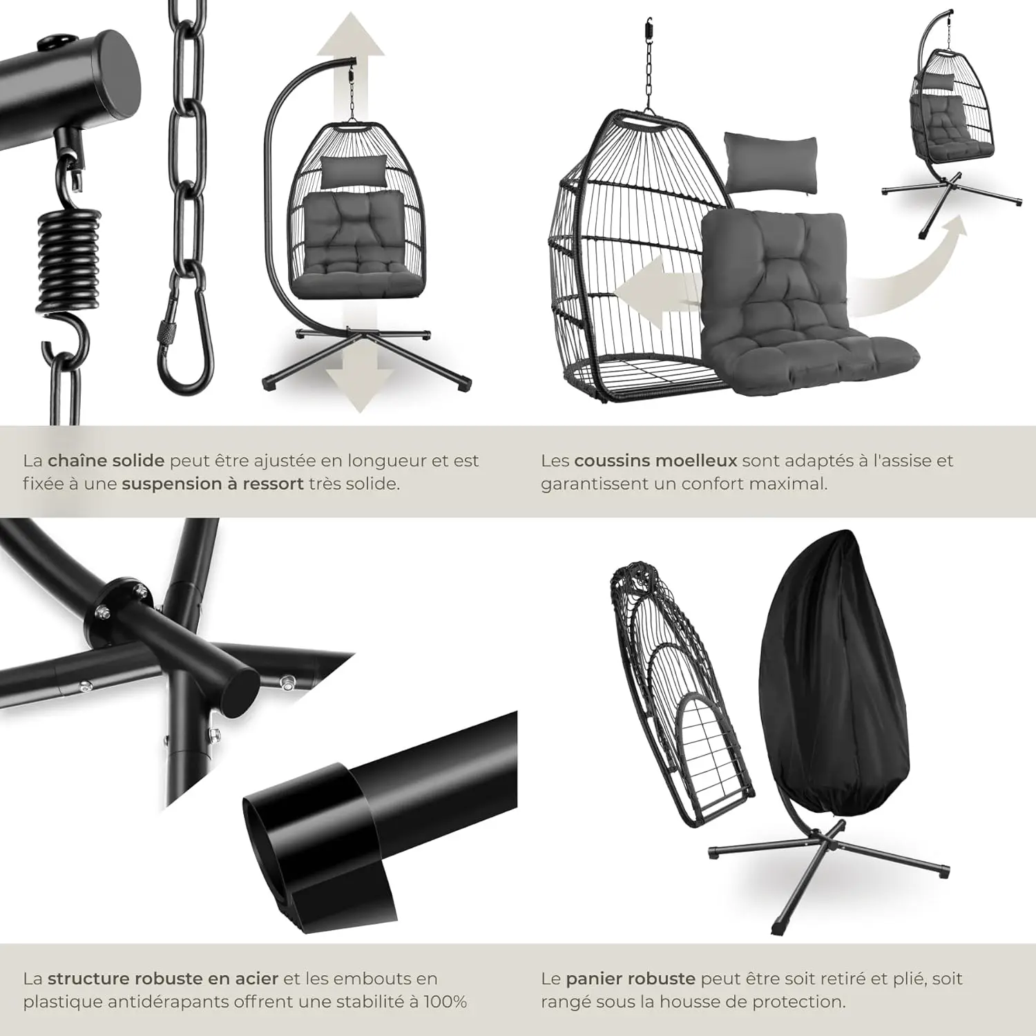 Fauteuils suspendus en rotin vue 5