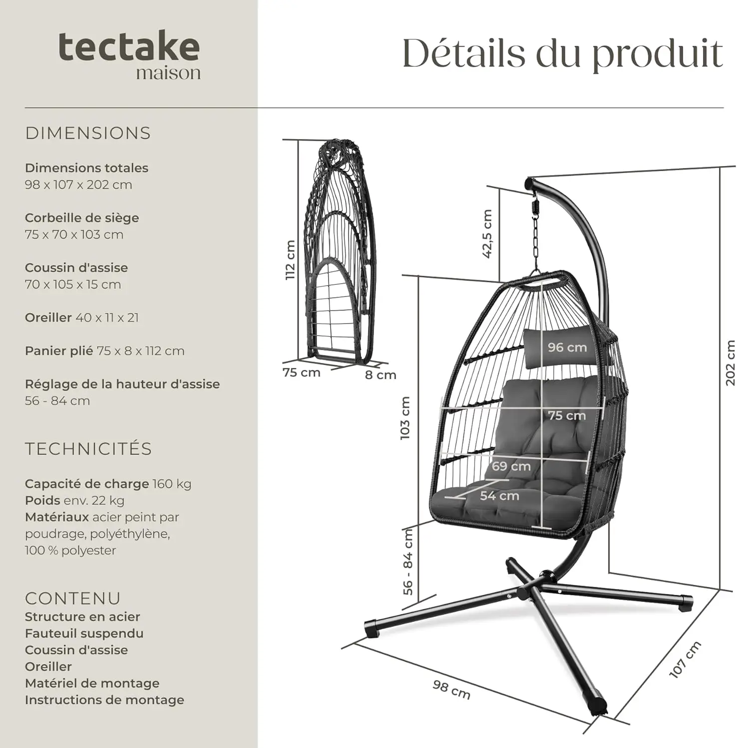 Fauteuils suspendus en rotin vue 6