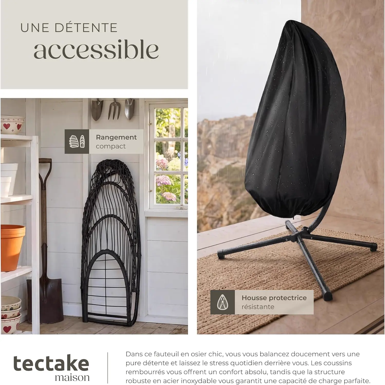 Fauteuils suspendus en rotin vue 8
