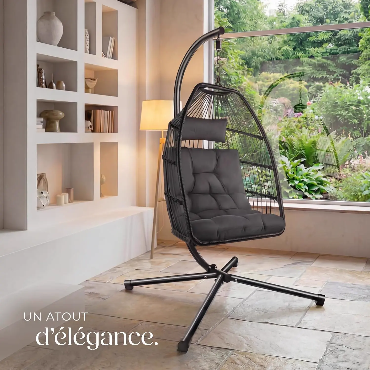 Fauteuils suspendus en rotin vue 9