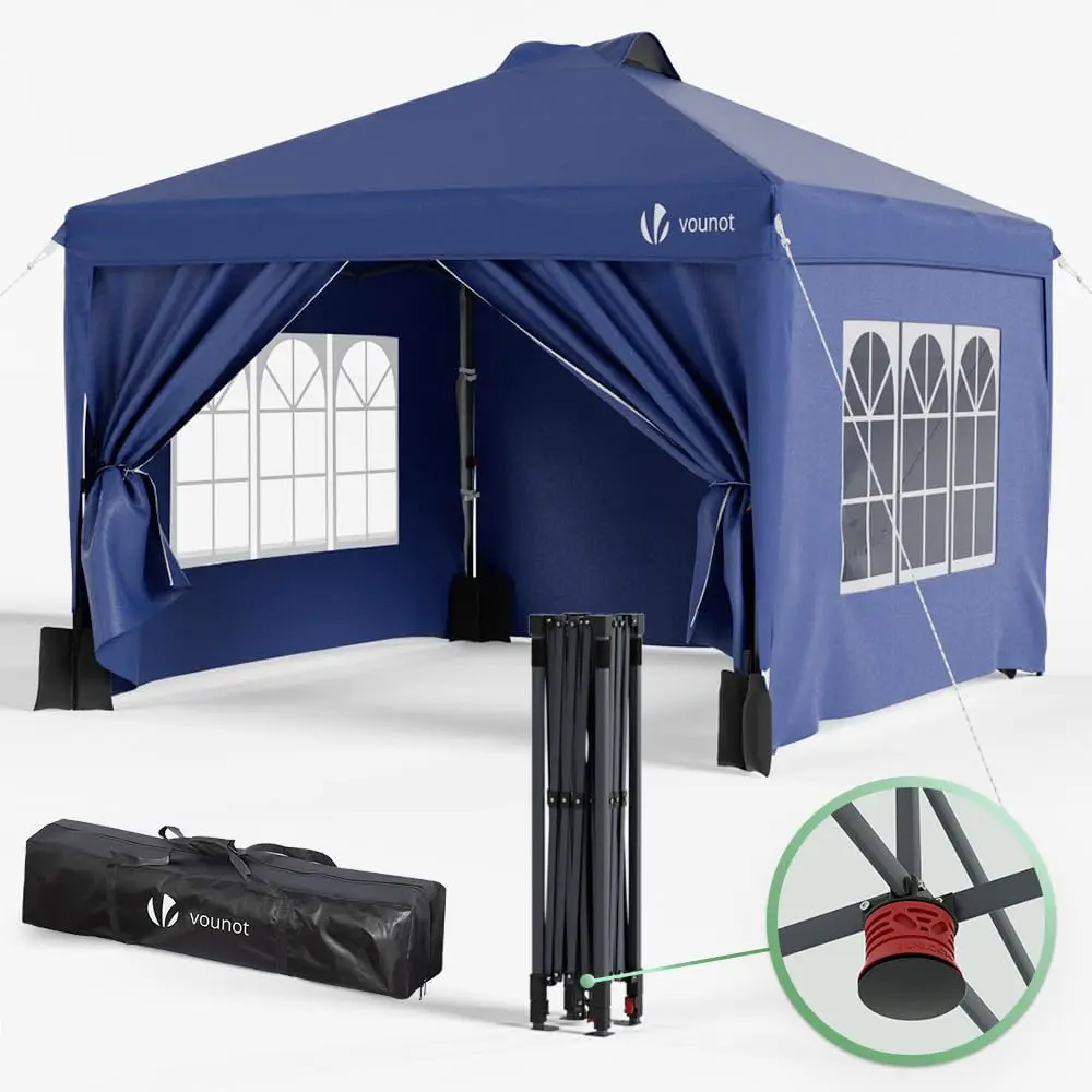 VOUNOT® Tonnelle de Jardin 3x3m Pop up Tente Pliable avec Parois