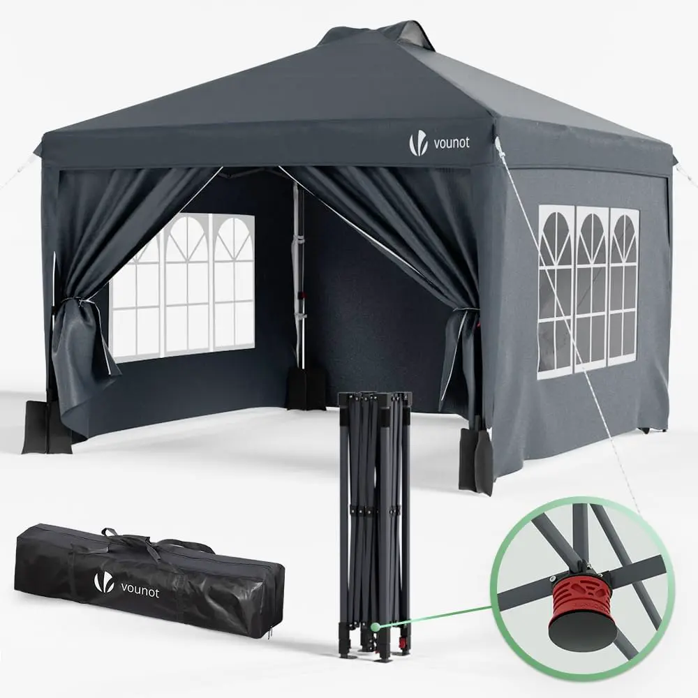 VOUNOT® Tonnelle de Jardin 3x3m Pop up Tente Pliable avec Parois