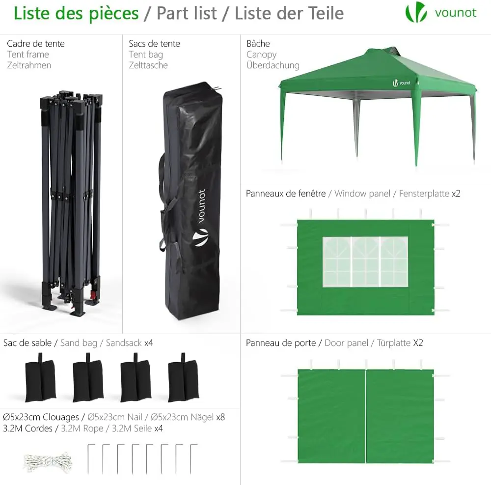 Tonnelle en métal vert 3x3 m vue 2