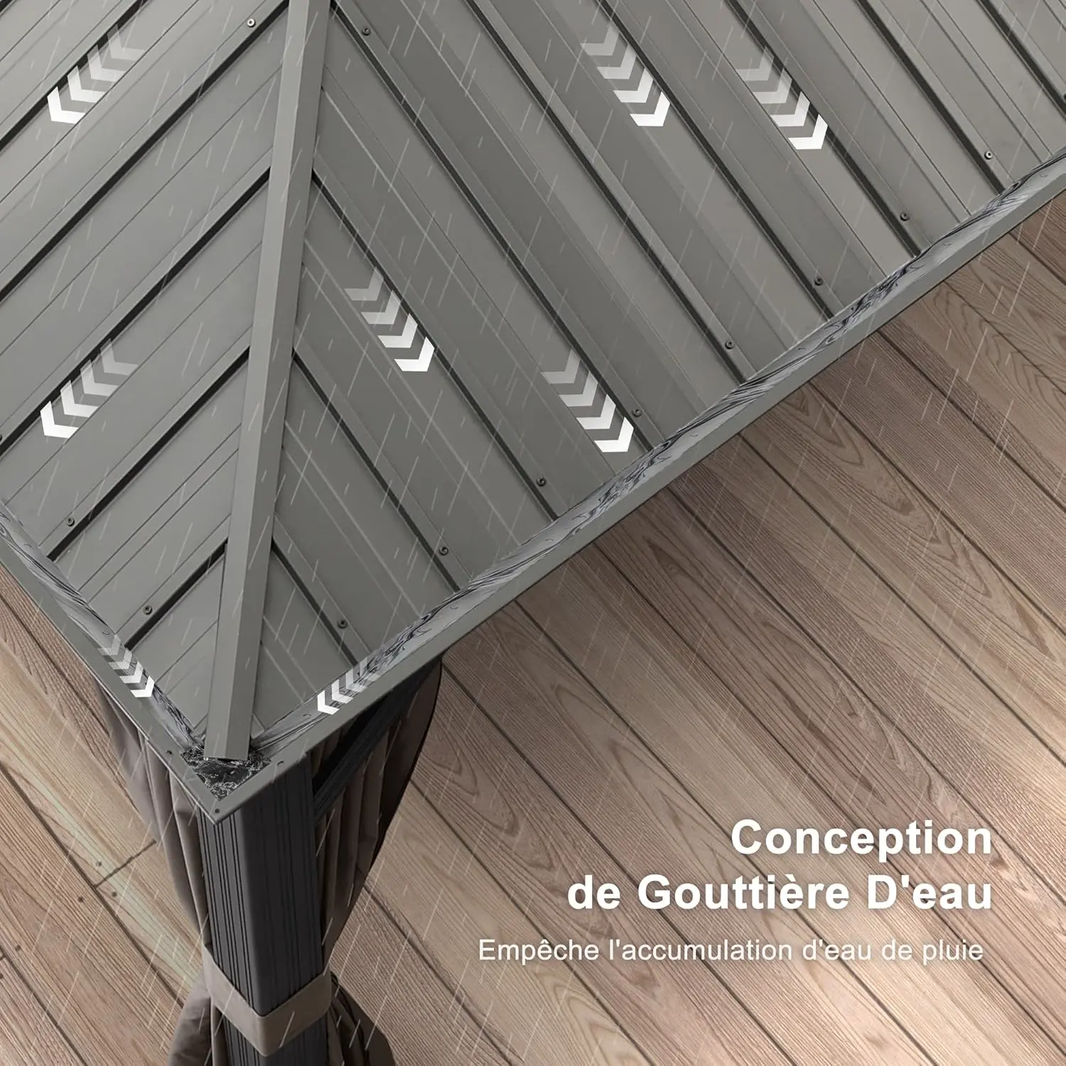 Pergola en aluminium gris 4x3 m vue 6
