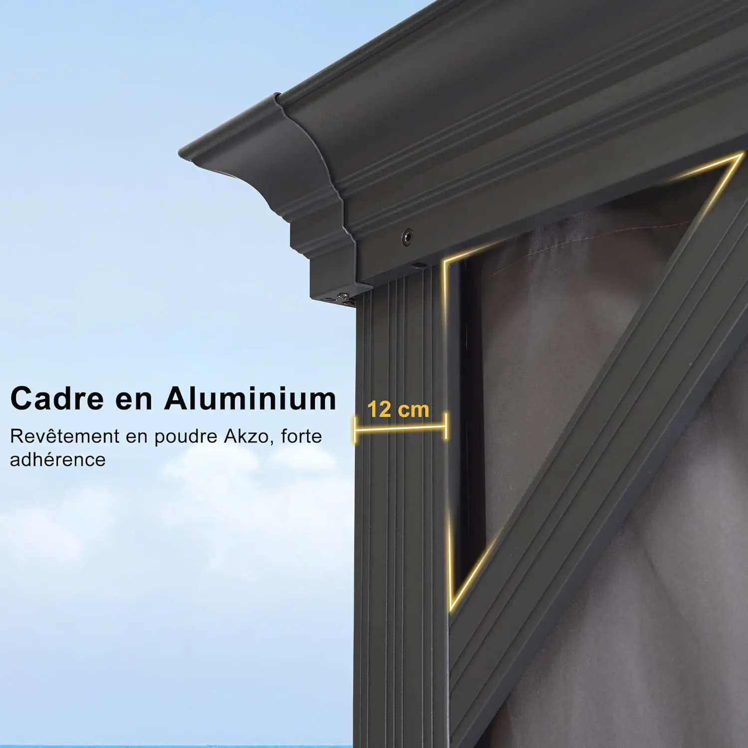 Pergola en aluminium gris 4x3 m vue 7