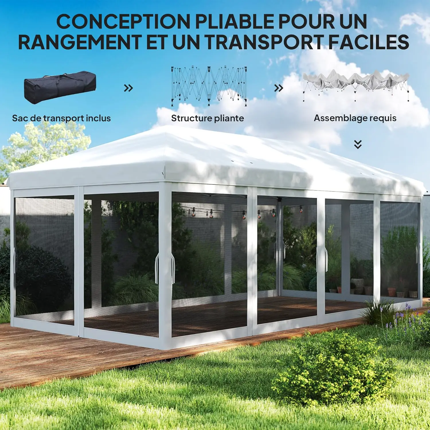 Tonnelle en métal blanc 3x2,7 m vue 4