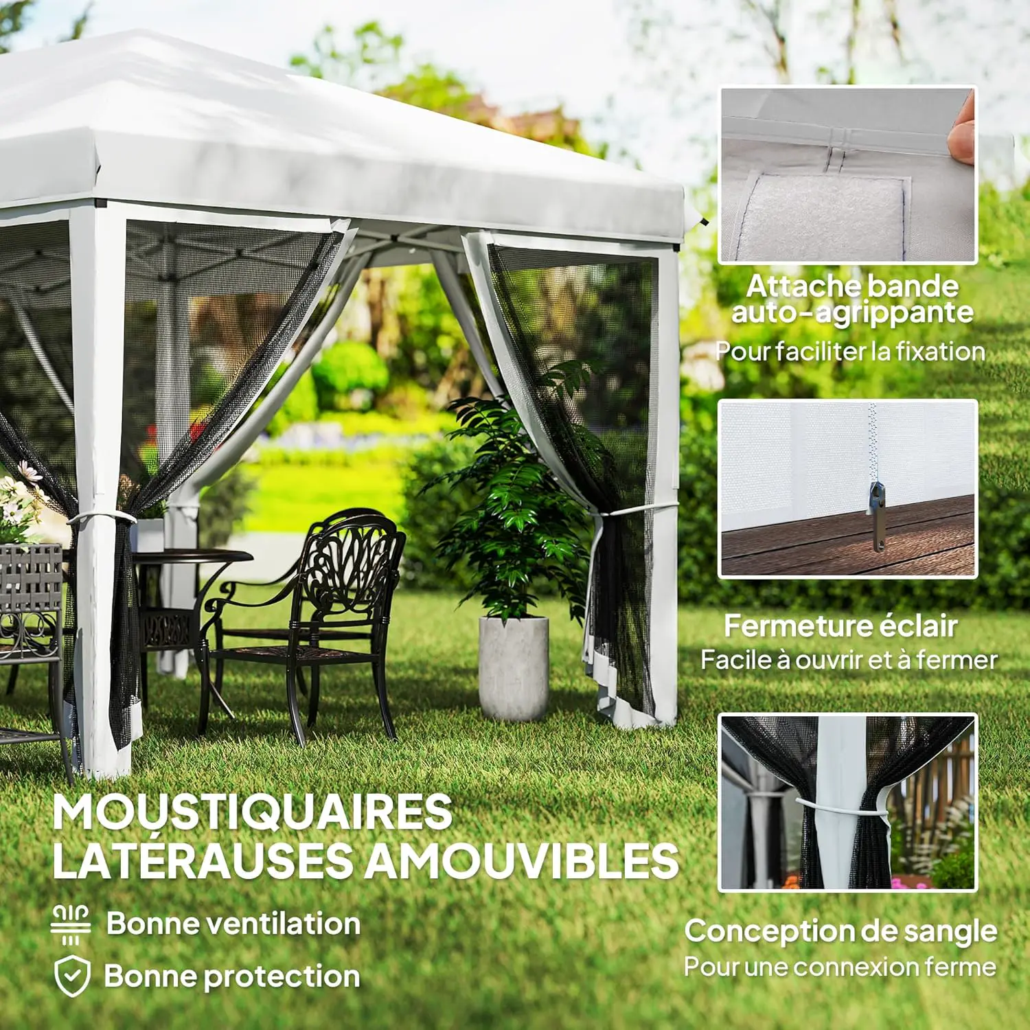 Tonnelle en métal blanc 3x2,7 m vue 5