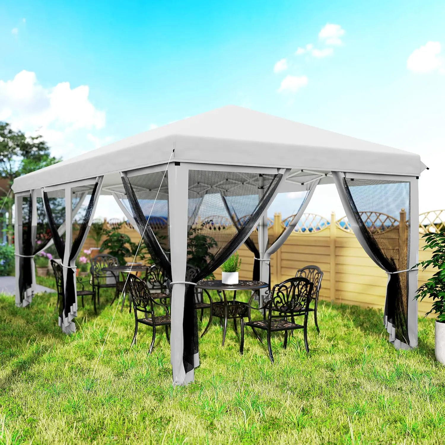 Tonnelle en métal blanc 3x2,7 m vue 9