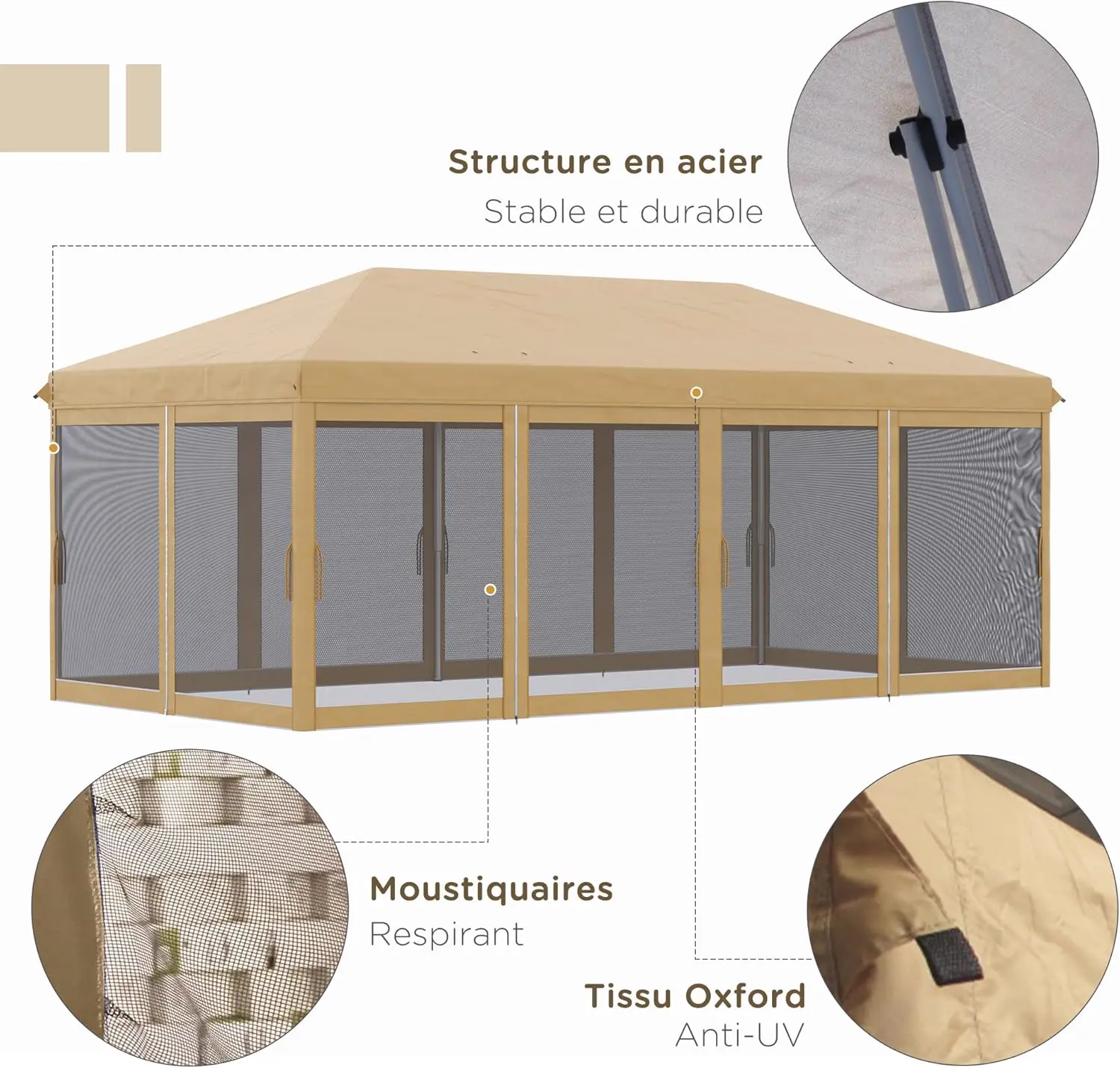 Tonnelle en métal beige vue 3