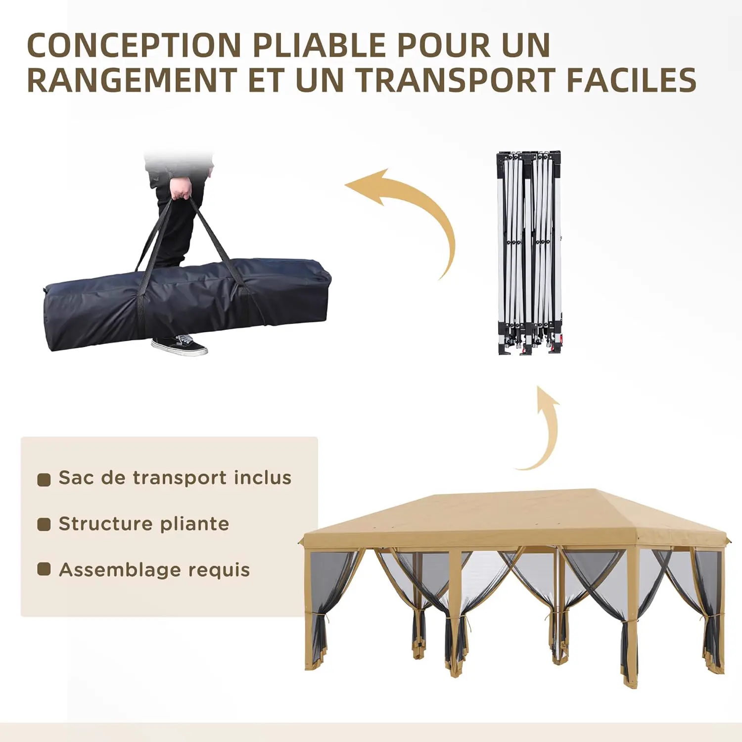 Tonnelle en métal beige vue 4