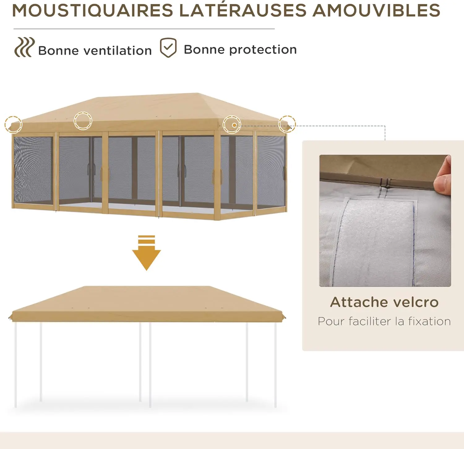 Tonnelle en métal beige vue 5