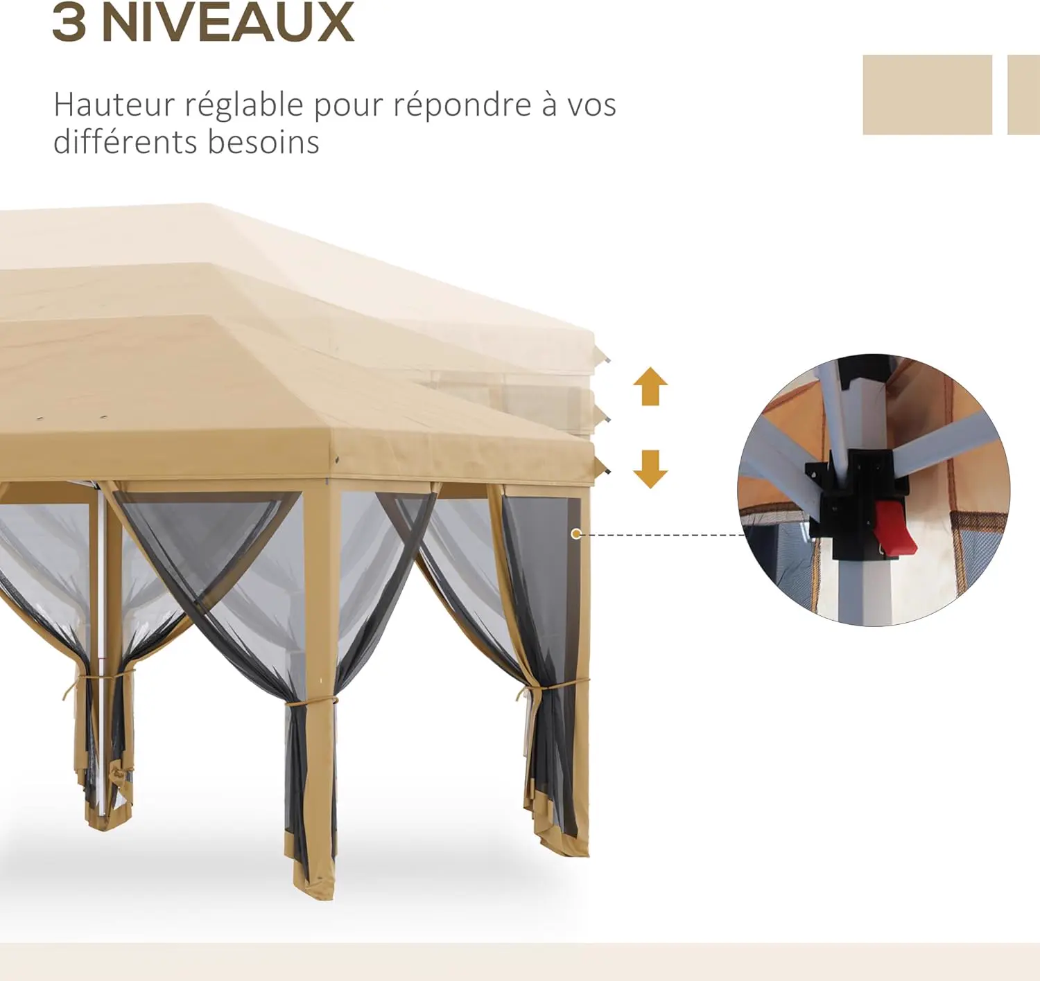 Tonnelle en métal beige vue 6