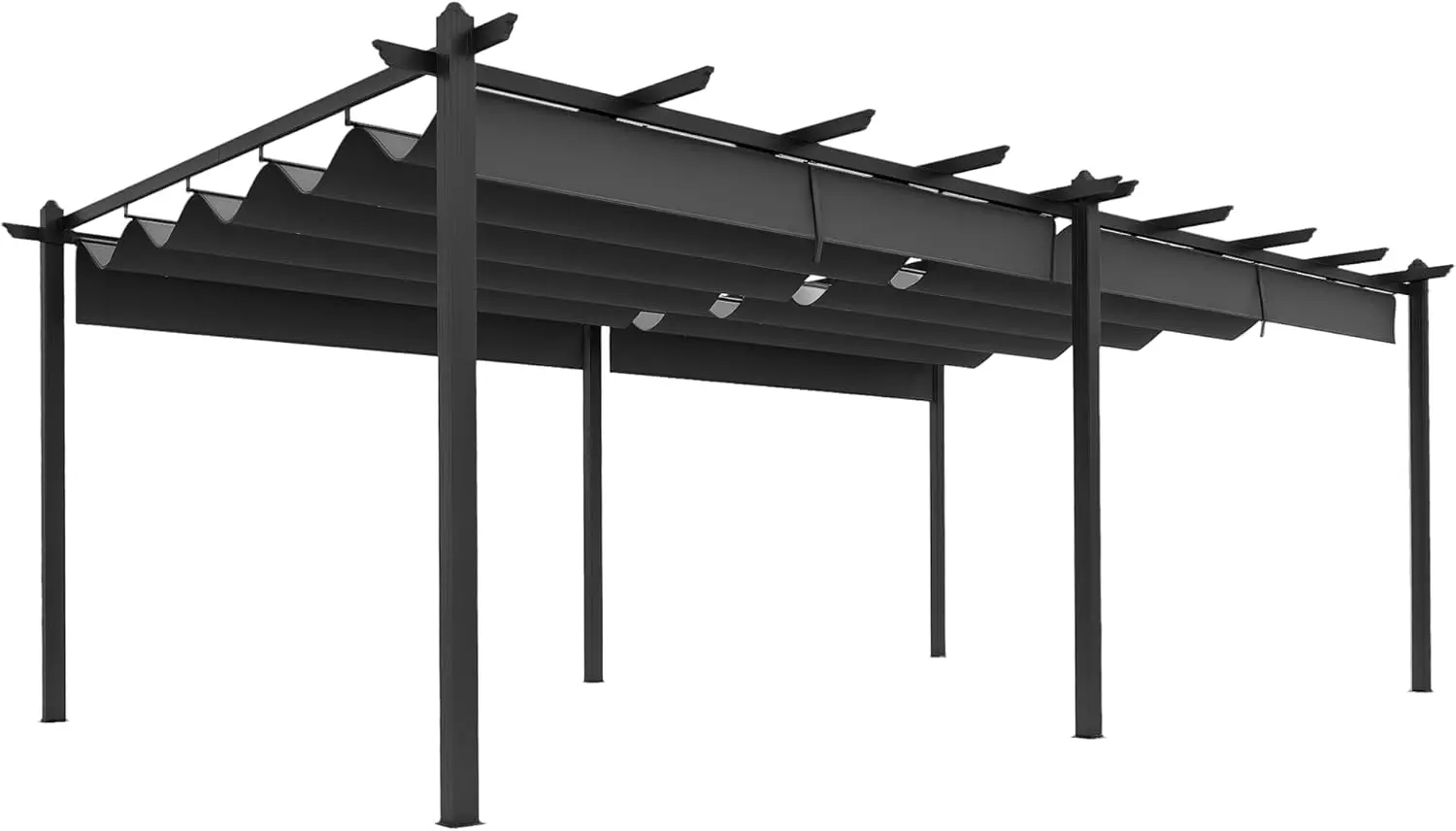 Pergola en aluminium gris 3,6x6 m rétractable vue 3
